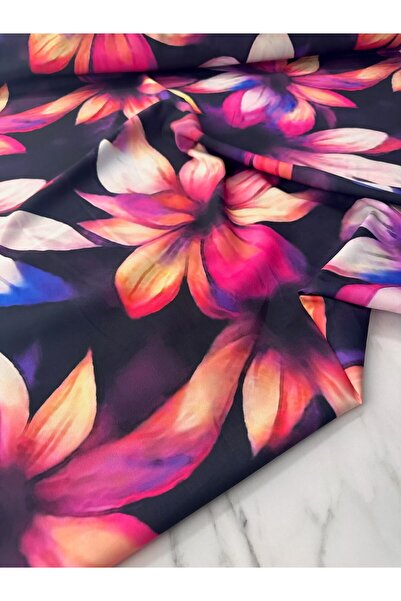 ipekkumaş قميص من قماش الكريب بنمط الزنبق، يتم بيع منتجنا قطعة واحدة 1 متر