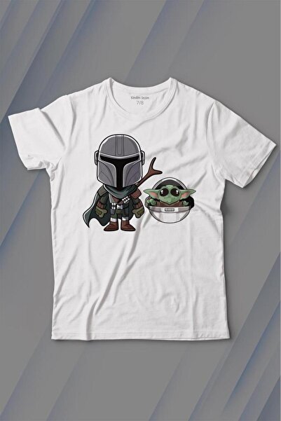 Baby Yoda Mando Figure The Mandalorian Baby Yoda Star Wars Printed T-Shirt Kids T-shirt