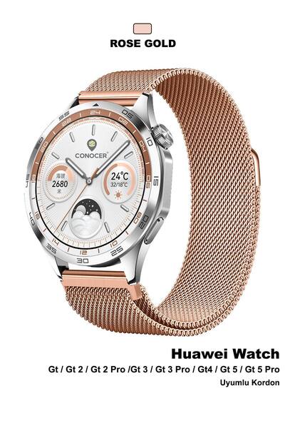 CONOCER Huawei Watch Gt3 Pro Titanyum 46mm Uyumlu Hasır Metal Kordon Kayış (2...