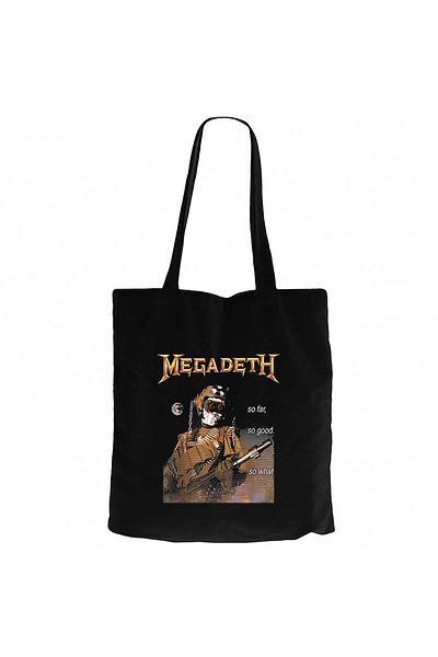 Z zepplin Megadeth So Far So Good Μαύρη υφασμάτινη τσάντα με φερμουάρ Gabardine