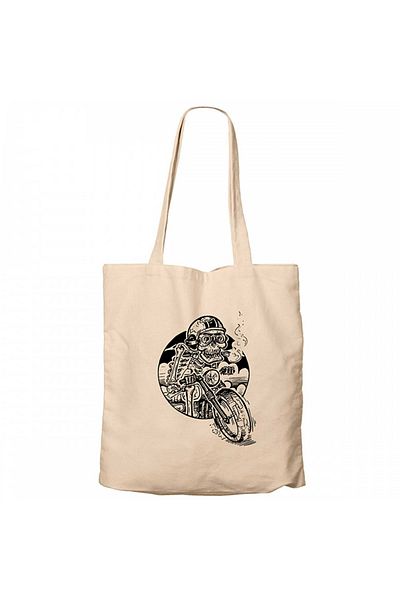 Z zepplin Skull Smoker Rider Cream Canvas Tote Bag