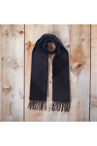 Sarar Model în carouri cu două fețe Black Kaşkol - KL-21
