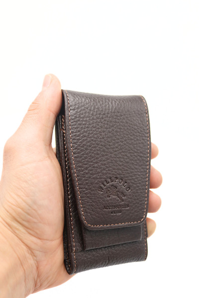 willpolo Suport pentru țigări din piele de vacă, cu compartiment pentru brich...