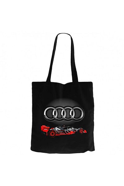 Z zepplin F1 Audi Logo 3D Black Zippered Cloth Bag Gabardine