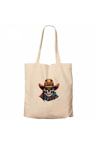 Z zepplin Τσάντα Cowboy Skull Sherif Cream Canvas Tote