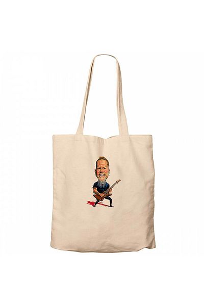 Z zepplin Metallica James Hetfield Cartoon Cream Zippered Cloth Bag Gabardine