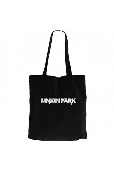 Z zepplin Linkin Park Text Μαύρη υφασμάτινη τσάντα με φερμουάρ Gabardine