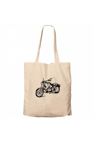 Z zepplin Cruiser Motorcycle Drawing Cream Zippered Cloth Bag Gabardine