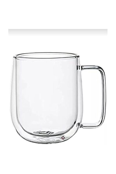 MİS KİTCHEN Double Walled Latte Macchiato Cup Set, 2 Coffee Cups with Handle, 350 ml Coffee Cup