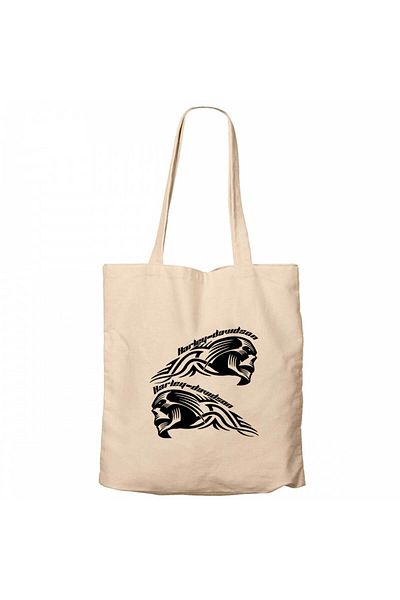 Z zepplin Harley Chopper Skull Text Cream Zippered Cloth Bag Gabardine