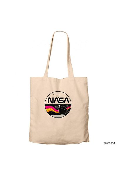 Z zepplin Nasa Retro Cream Zippered Cloth Bag Gabardine