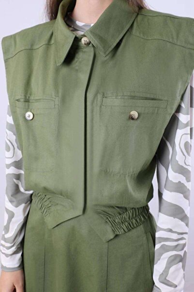 ZÜLAYS Elastic Vest Skirt Set Khaki