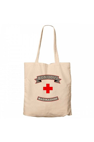 Z zepplin Bon Jovi Bad Machine Cream Canvas Tote Bag