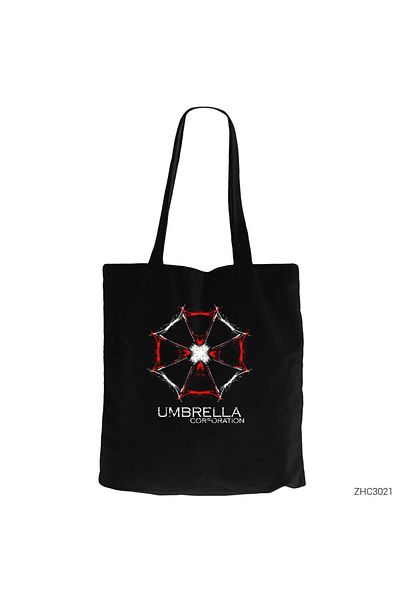 Z zepplin Resident Evil Umbrella Corporation Μαύρη υφασμάτινη τσάντα με φερμουάρ Gabardine