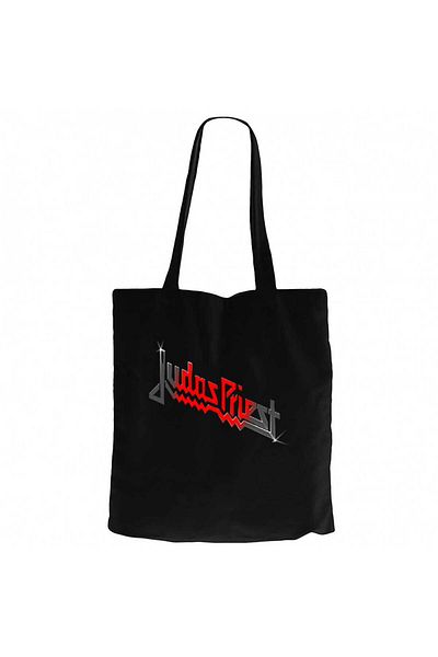 Z zepplin Judas Priest Black Red Logo Black Canvas Tote Bag