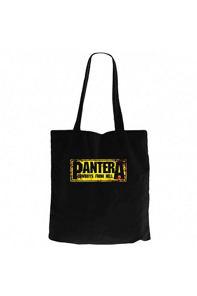 Z zepplin Pantera Cowboys from Hell Text Black Canvas Tote Bag