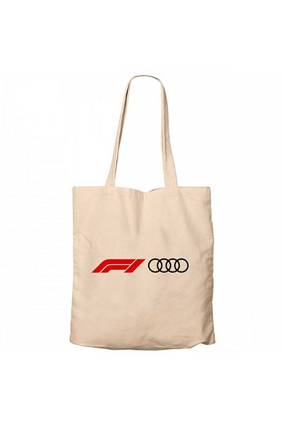 Z zepplin F1 Audi Logo Cream Zippered Cloth Bag Gabardine