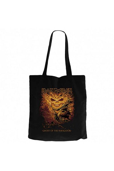 Z zepplin Iron Maiden Ghost of the Navigator Black Canvas Tote Bag