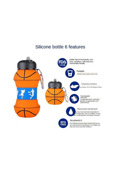 tozlupazar Slikon Drinker 550ml Seal-Free Foldable School Office Camping Travel Drinker