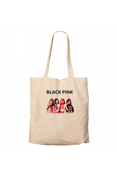 Z zepplin Blackpink Black Cream Zippered Cloth Bag Gabardine