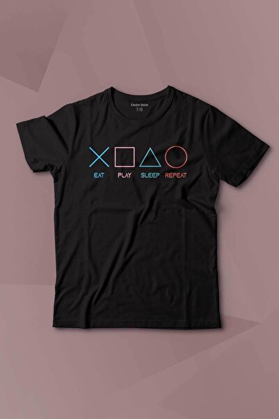 Kendim Seçtim Tricou pentru copii Gamer cu imprimeu Game - Eat Play Sleep Rep...