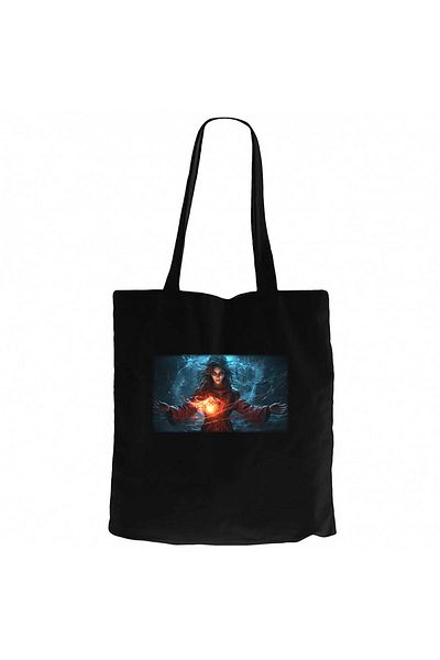 Z zepplin Witch Is Doing Magic Black Canvas Tote Bag
