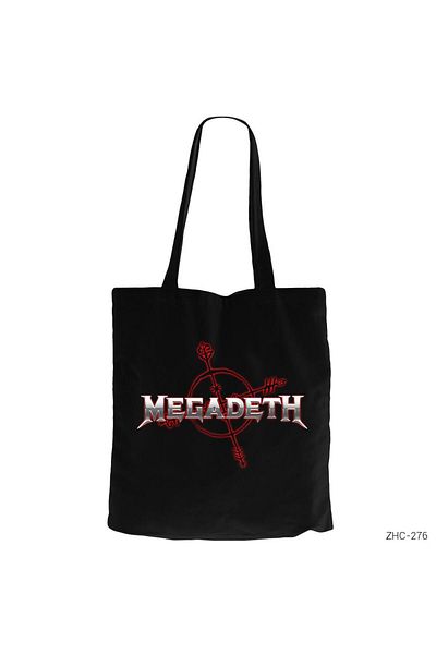 Z zepplin Megadeth Cryptic Black Canvas Tote Bag
