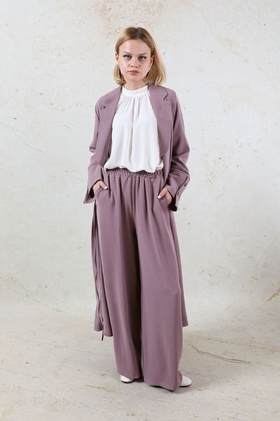 ZÜLAYS Lilac Shawl Collar Crepe Set