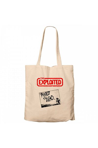 Z zepplin The Exploited Punks Not Dead Cream Zipper Cloth Bag Gabardine