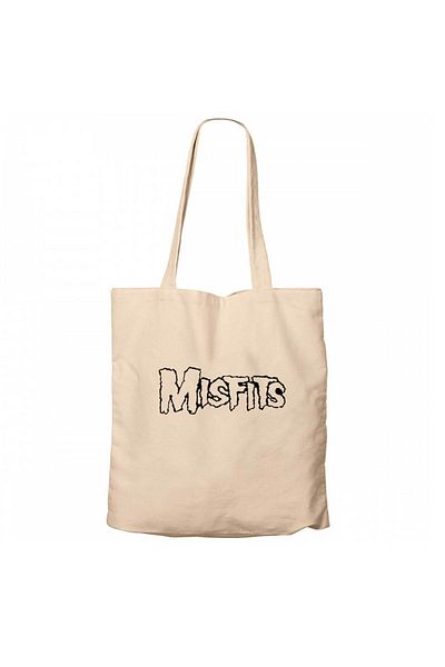 Z zepplin Misfits Logo Black Cream Zippered Cloth Bag Gabardine