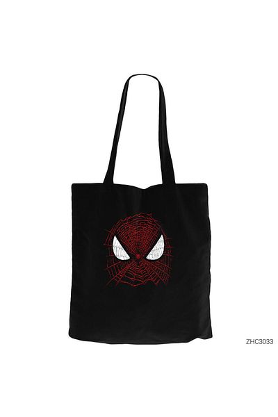 Z zepplin Spiderman Nets Black Zippered Cloth Bag Gabardine