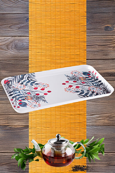 nazen MimHome [44x29]cm 18"inch Denim Kiraz Desen Tablet Servis: Dekoratif Ev Mutfak Tepsi