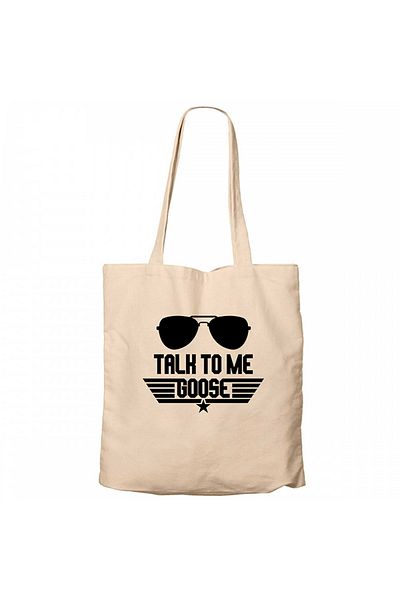 Z zepplin Top Gun Talk To Me Cream Canvas Tote Bag