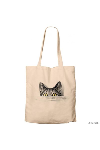 Z zepplin Cat - Cat in Tee Cream Canvas Tote Bag