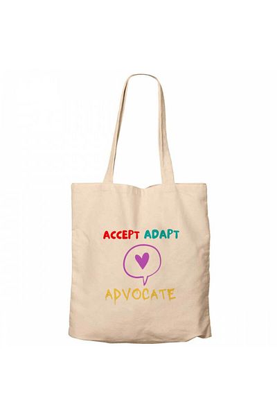 Z zepplin Accept Adapt Advocate Cream Zippered Cloth Bag Gabardine