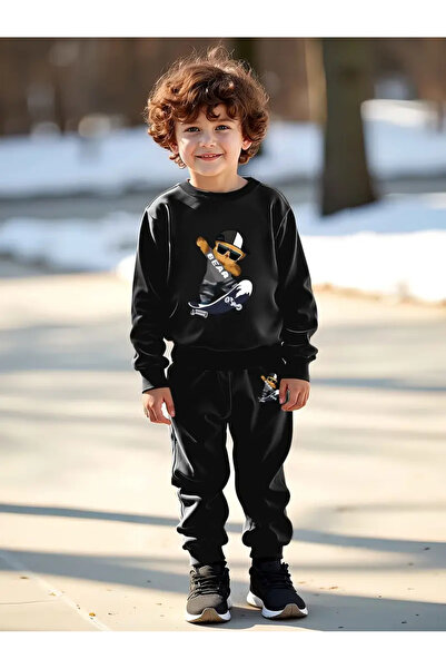 süper tekstil Set de trening pentru copii din bumbac unisex cu imprimeu urs