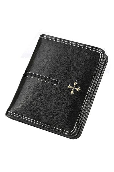 baellerry Black Mini Women's Wallet - Vegan Leather with Coin Eyes and Card Holder