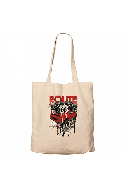 Z zepplin Red Route Car Cream Canvas Tote Bag