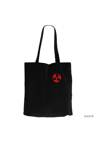 Z zepplin Naruto Pocket Logo Black Canvas Tote Bag