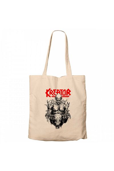Z zepplin Kreator Devil Inside Cream Zippered Cloth Bag Gabardine