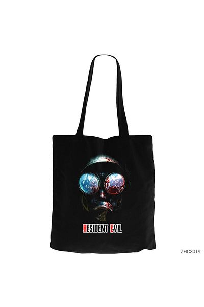 Z zepplin Resident Evil Gas Mask Black Canvas Tote Bag