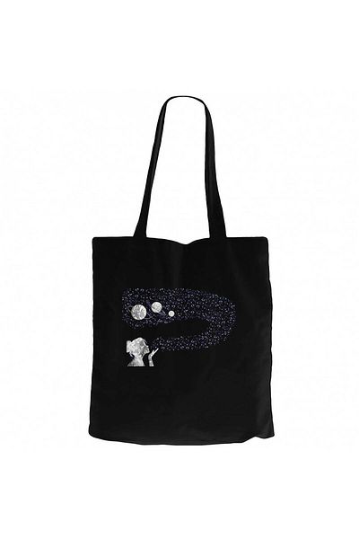 Z zepplin Geantă tote din pânză neagră Galaxy Woman