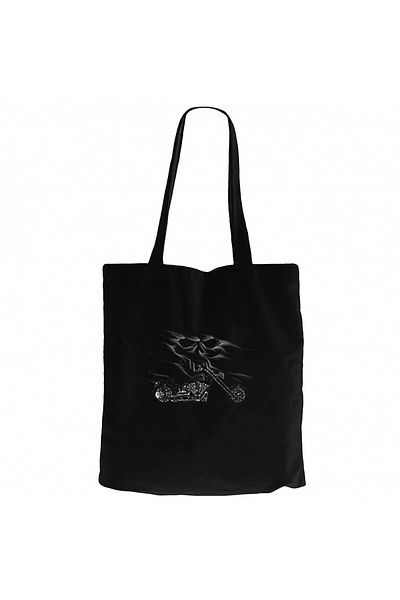 Z zepplin Harley Chopper Custom Skull Black Zipper Cloth Bag Gabardine