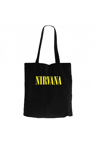 Z zepplin Nirvana Text Yellow Black Canvas Tote Bag