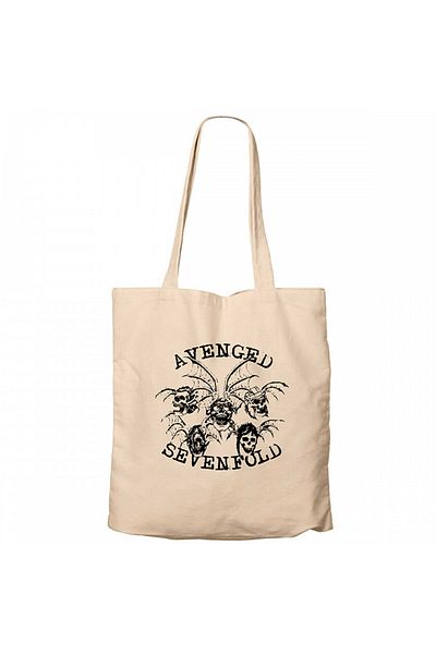 Z zepplin Avenged Sevenfold Smile Skulls Cream Zippered Cloth Bag Gabardine