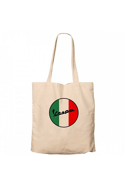 Z zepplin Vespa Logo Cream Zippered Cloth Bag Gabardine