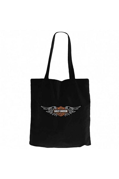 Z zepplin Harley Chopper Wings Μαύρη υφασμάτινη τσάντα με φερμουάρ Gabardine