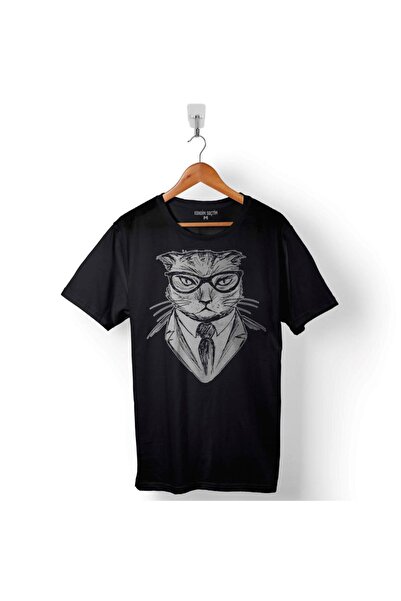 ZOKAWEAR محب القط محب القط مع نظارات نظارات تي شيرت رجالي