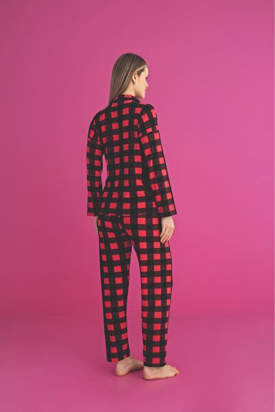 CALİA Women's Front Button Luxury Micro Fabric Long Sleeve Pajamas Set New Season