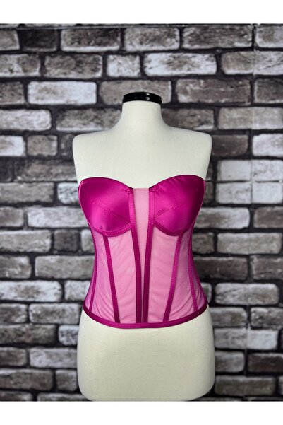 Metay Design Fuchsia Transparent Corset - Split Neck Model